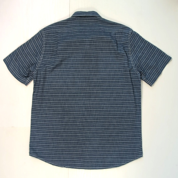 Cremieux Men’s L Blue Striped Button Front Short Sleeve Casual Summer Shirt - Picture 6 of 14